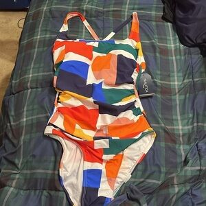 NWT Nautica Standard One Piece Swimsuit Crossback Tummy Control Quick Dry size S